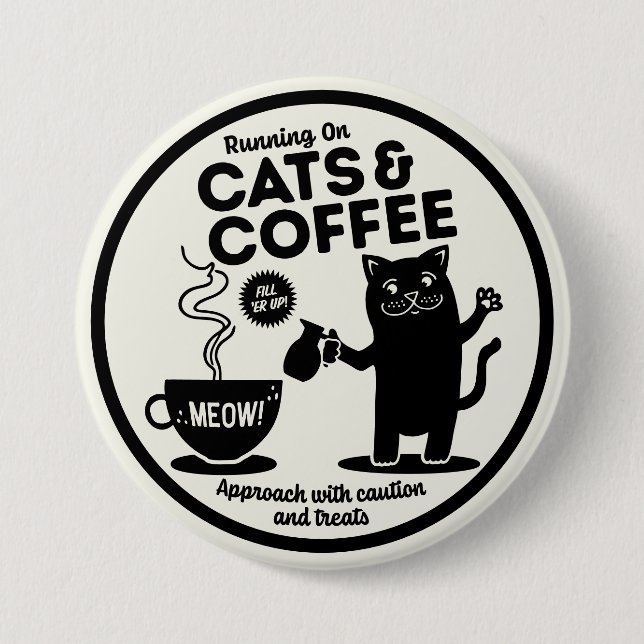 Laufend auf Katzen und Kaffee Button (Vorderseite)