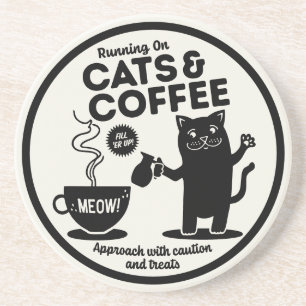 Laufend auf Katzen und Kaffee  Getränkeuntersetzer