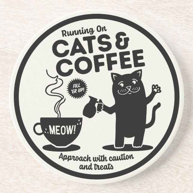 Laufend auf Katzen und Kaffee  Getränkeuntersetzer (Vorne)