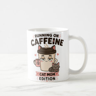 Laufend auf Koffein Lustige Katzenmutter Kaffeetas Kaffeetasse