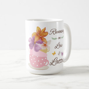 Laufend auf Liebe und Latte Florale Kaffee-Kunst Kaffeetasse