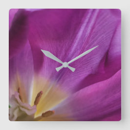 Laufend auf Tulpenzeit, Quadratische Acryl-Wanduhr Wanduhr