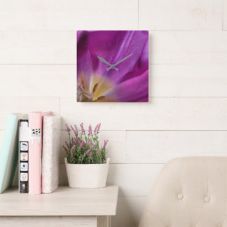 Laufend auf Tulpenzeit, Quadratische Acryl-Wanduhr Wanduhr