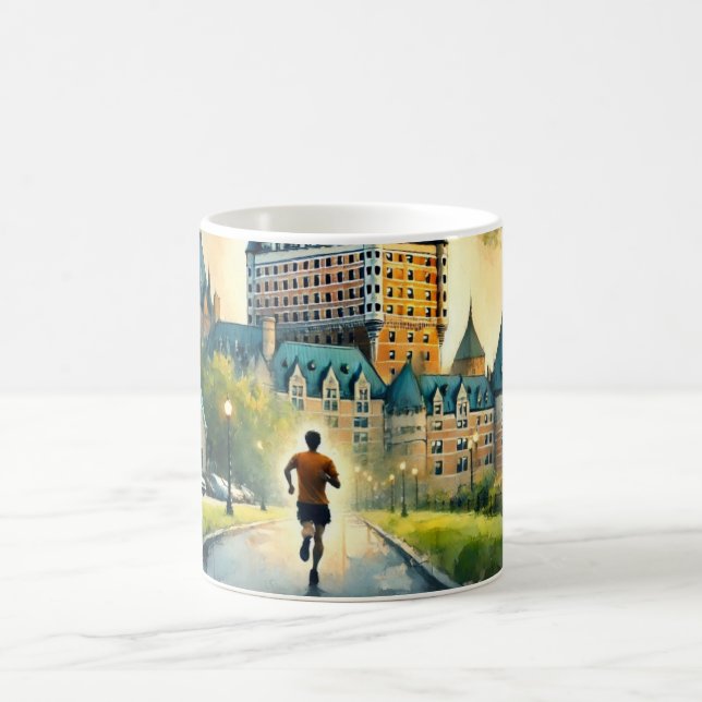 Laufend in Quebec City Chateau Frontenac Kaffeetasse (Mittel)
