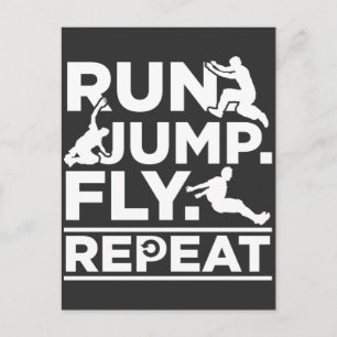 Laufende Athlete springen Freerunner Run Jump Fly Postkarte