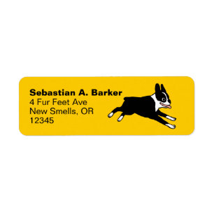 Laufende Boston Terrier Cartoon Dog Rücksendeadres