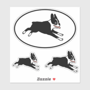 Laufende Boston Terrier Niedlich Cartoon Dog Stick Aufkleber