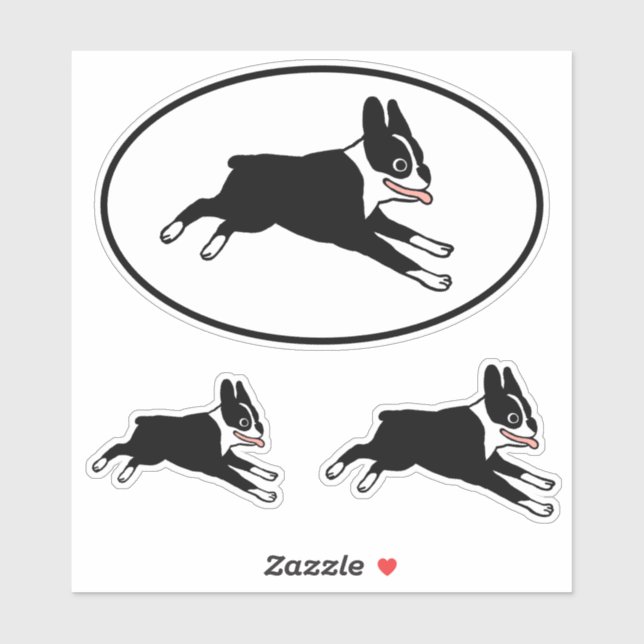 Laufende Boston Terrier Niedlich Cartoon Dog Stick Aufkleber (Blatt)