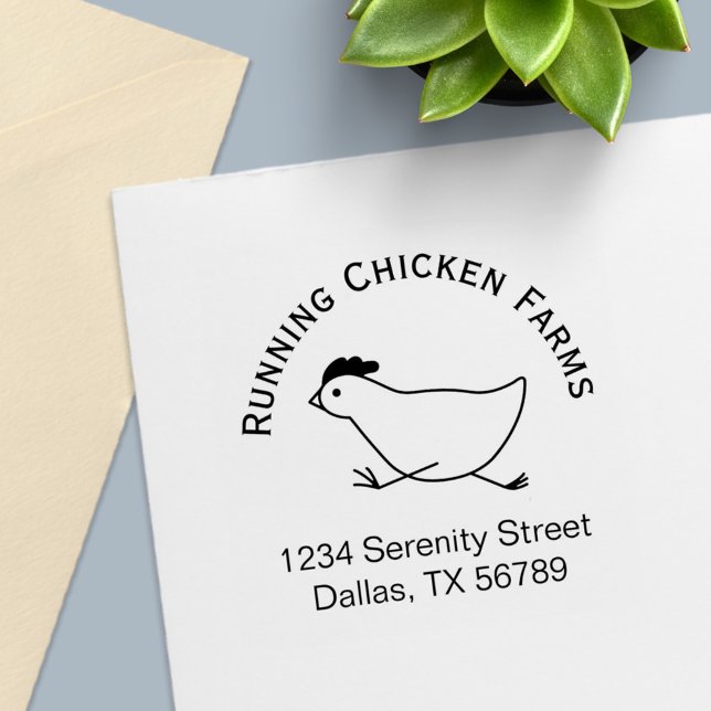 Laufende Chicken-Firmenlogo-Adresse Eierkarton Permastempel (Von Creator hochgeladen)