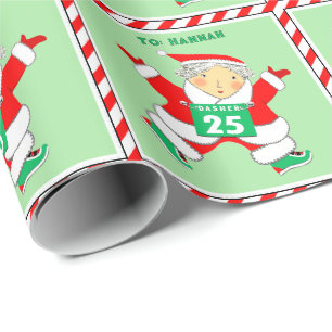 Laufende Frau Claus Feiertagsgeschenk-Verpackungsp Geschenkpapier