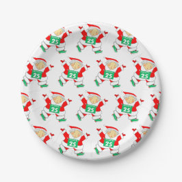 Laufende Frau Claus Weihnachten Pappteller