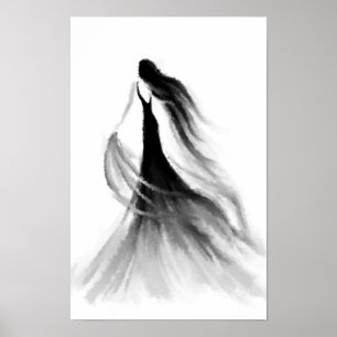 Laufende Frauen-Emotionen Plakat Schwarz-weiße Mal