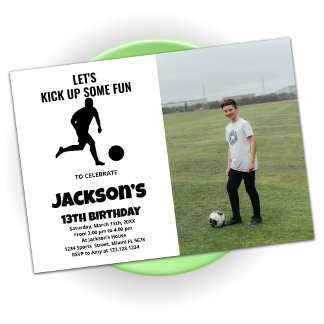 Laufende Fußball-Geburtstagseinladungen mit Foto Einladung