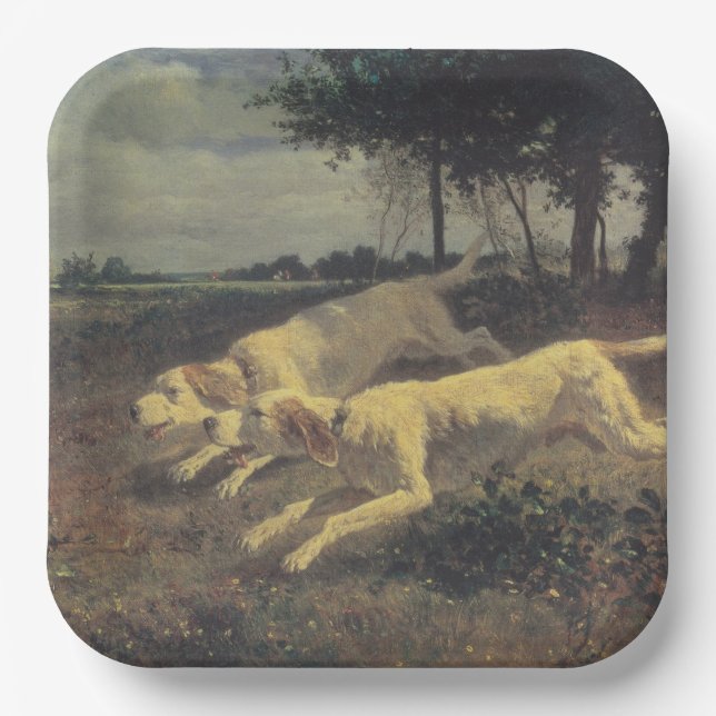 Laufende Hunde (Beagles) (von Constant Troyon) Pappteller (Vorderseite)