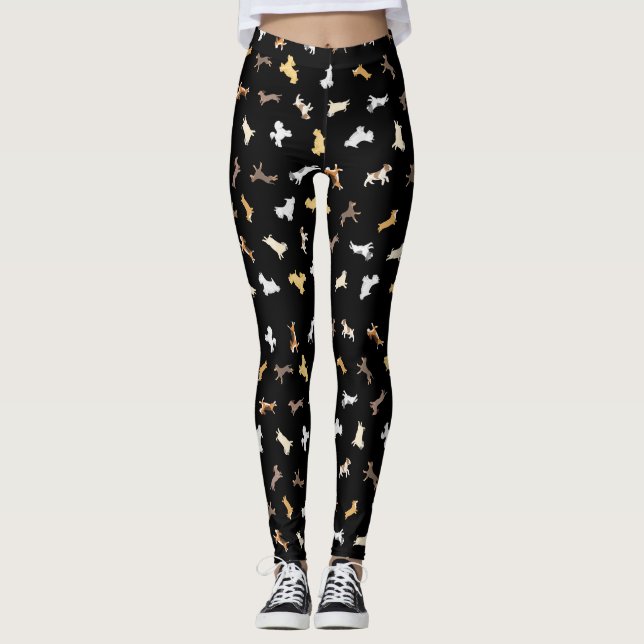 Laufende Hunde (großes Muster) Leggings (Vorderseite)