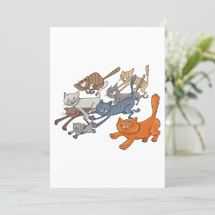Laufende Katzen Muster Whimsical Kätzchen Einladung