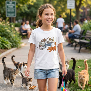 Laufende Katzen Muster Whimsical Kätzchen T-Shirt