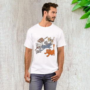Laufende Katzen Muster Whimsical Kätzchen T-Shirt