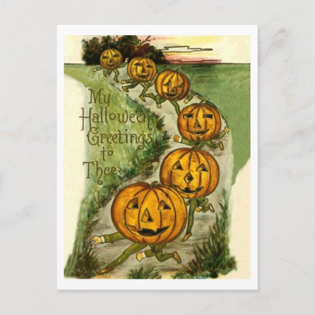 Laufende Kürbis wünschen Ihnen ein frohes Hallowee Postkarte (Vorderseite)