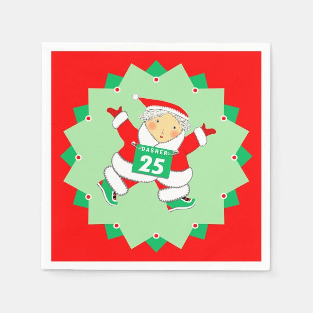 Laufende Läufer Weihnachtsfeier Serviette (Vorderseite)