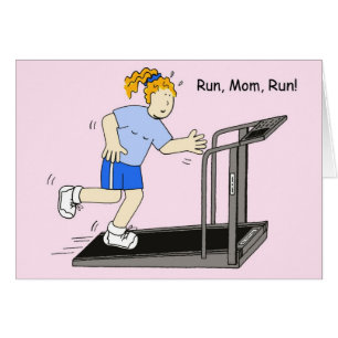 Laufende Mama Cartoon Lady auf Treadmill