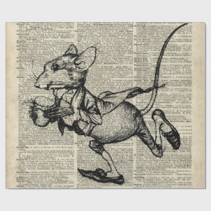 Laufende Maus-Schablone auf alter Wörterbuchseite Geschenkpapier