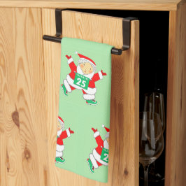 Laufende Mrs. Claus Weihnachtsläuferin Geschirrtuch