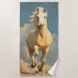 Laufende Pferd-Vintage-Illustration in warmen Töne Strandtuch