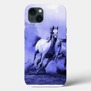 Laufende Pferde & Blaue Mondnacht iPhone Hülle
