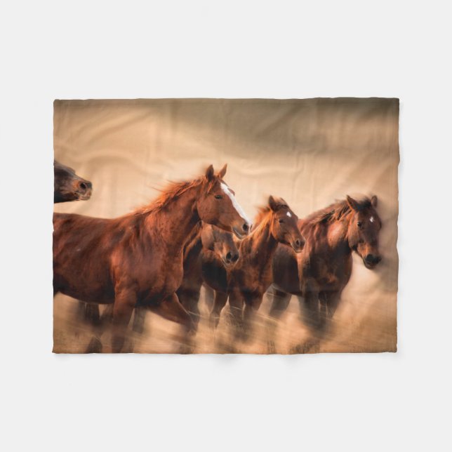 Laufende Pferde Fleecedecke (Vorderseite (Horizontal))