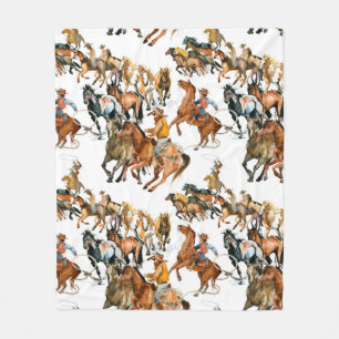 Laufende Pferde nahtlos Muster. Amerikanischer Cow Fleecedecke