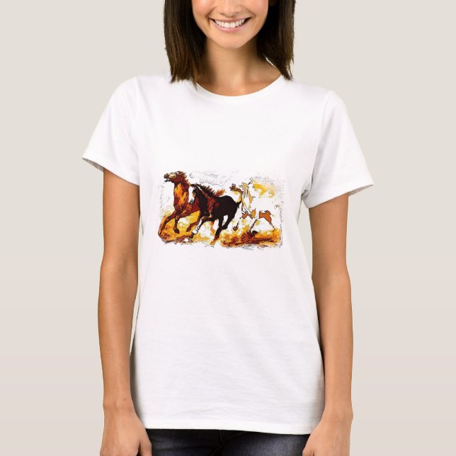 Laufende Pferde T-Shirt (Vorderseite)