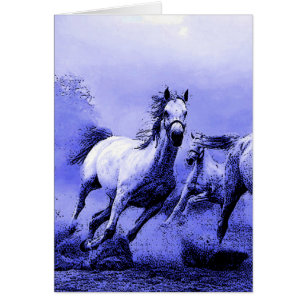 Laufende Pferde und blauer Mondlicht