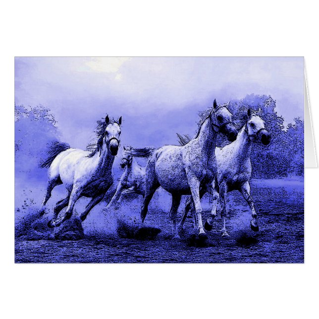 Laufende Pferde und blauer Mondlicht (Vorderseite (Horizontal))
