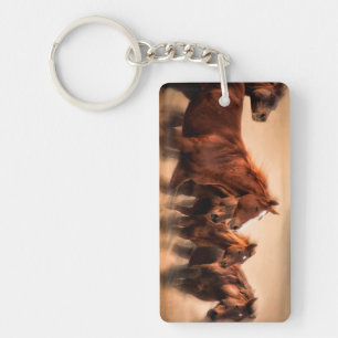 Laufende Pferde, Unschärfe und Fliegenmähnen Schlüsselanhänger