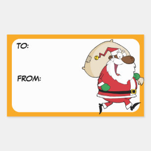 Laufende schwarze Weihnachtsgeschenke-Markierung Rechteckiger Aufkleber