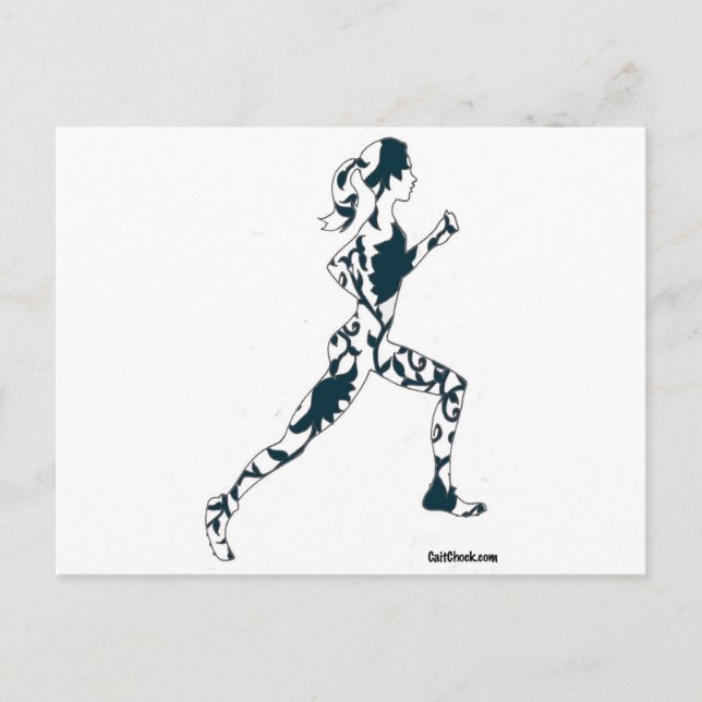 Laufende Silhouette - Blumen Postkarte (Vorderseite)