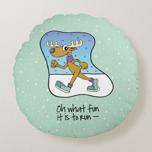 Laufende Übung Rentierweihnachtsfest Rundes Kissen (Vorderseite)