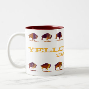 Laufende Yellowstone-Bisons Zweifarbige Tasse