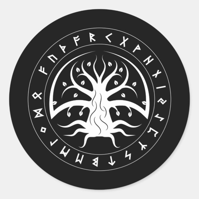 Laufende Yggdrasil-Stickers (rund) Runder Aufkleber (Vorderseite)