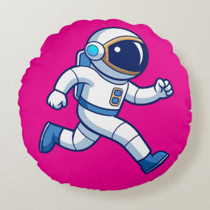 Laufender Astronaut runder Kissen
