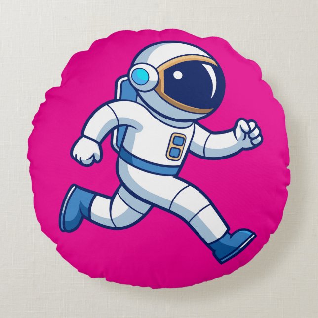 Laufender Astronaut runder Kissen (Vorderseite)