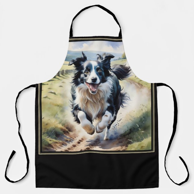 Laufender Border Collie Schürze (Vorderseite)
