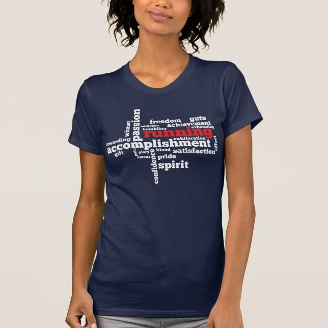 Laufender Frauen der Wort-Wolken-2 dunkel T-Shirt (Vorderseite)