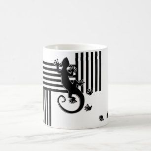 Laufender Gecko - schwarz u. weiße Streifen Tasse