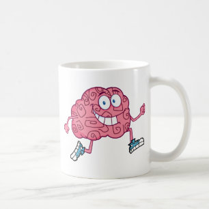 Laufender Gehirn-Cartoon-Charakter Tasse