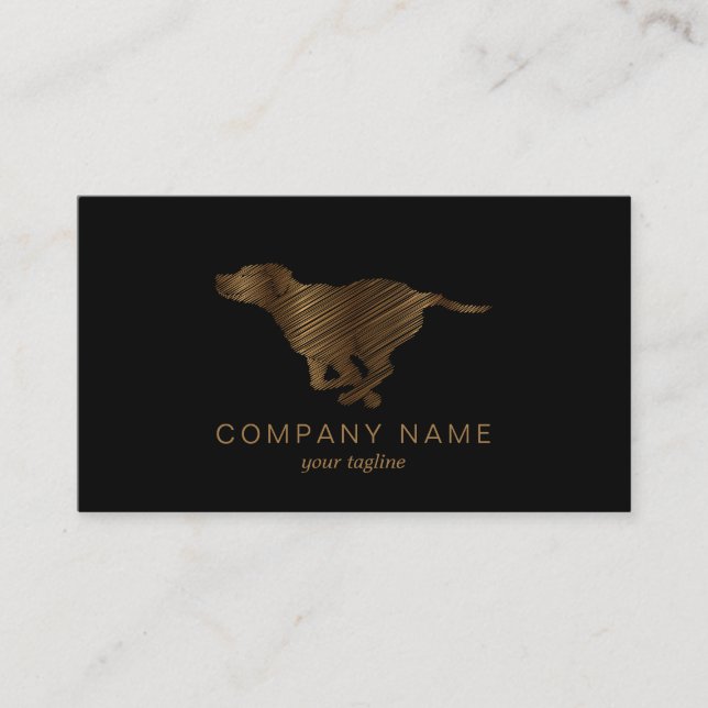 Laufender Hund mit Gold Scribble Visitenkarte (Vorderseite)