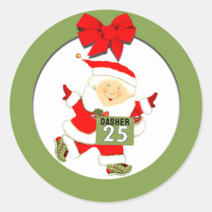Laufender Läufer Weihnachtsfeiertag Runder Aufkleber