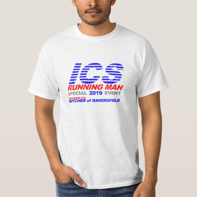 Laufender Mann ICS verblaßte T-Shirt (Vorderseite)