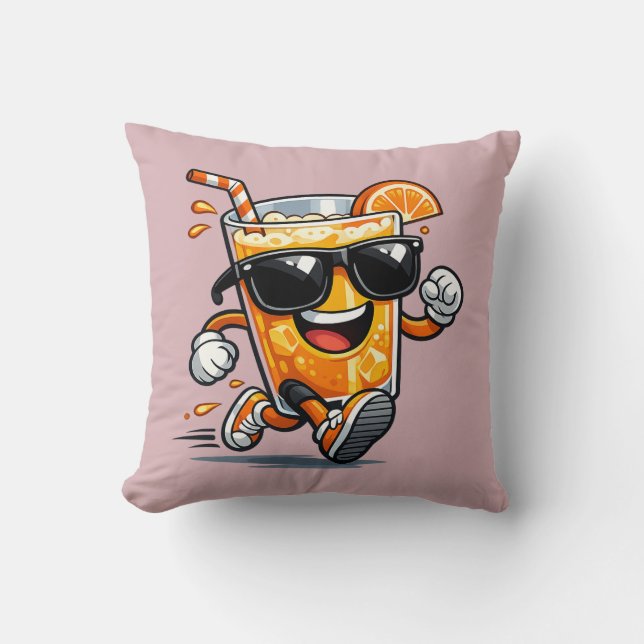 Laufender Orangensaft Kissen (Vorderseite)